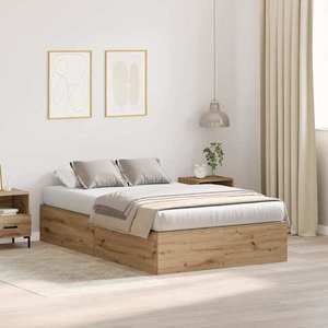 vidaXL Cadru de pat stejar artizanal 200 x 120 x 31.5 cm Lemn compozit imagine