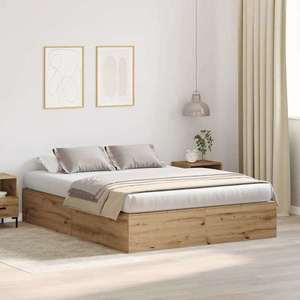 vidaXL Cadru de pat stejar artizanal 200 x 160 x 31.5 cm Lemn compozit imagine