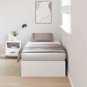 vidaXL Cadru de pat cu depozitare Alb 190 x 90 x 31.5 cm Lemn compozit imagine