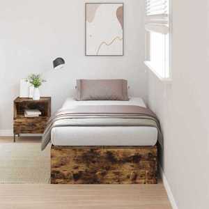 vidaXL Cadru de pat Stejar afumat 190 x 90 x 31.5 cm Lemn compozit imagine