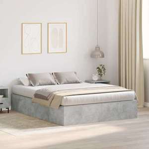 vidaXL Cadru de pat Gri beton 190 x 140 x 31.5 cm Lemn compozit imagine