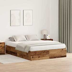 vidaXL Cadru de pat Lemn vechi 190 x 135 x 31.5 cm Lemn compozit imagine