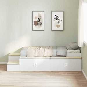 vidaXL Cadru de pat cu depozitare cu sertar Alb 244 x 118 x 53.5 cm imagine