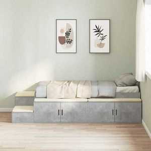 vidaXL Cadru de pat cu depozitare Gri din beton 244 x 118 x 53.5 cm imagine