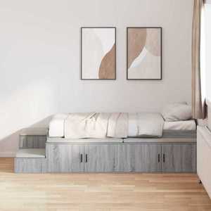 vidaXL Cadru de pat cu depozitare sonoma gri 244 x 118 x 53.5 cm imagine