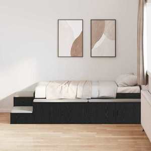 vidaXL Cadru de pat cu depozitare Stejar negru 234 x 118 x 53.5 cm imagine