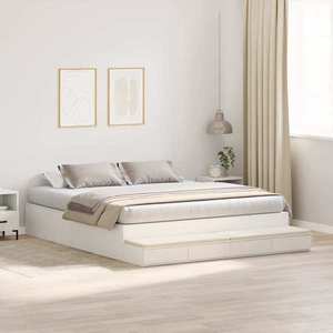 vidaXL Cadru de pat cu depozitare cu sertar Alb 236.5 x 200 x 31.5 cm imagine
