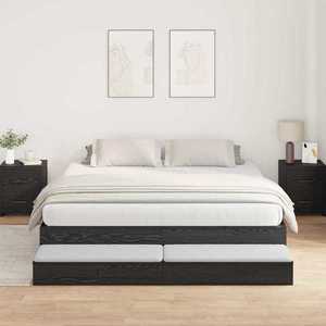 vidaXL Cadru de pat cu depozitare Stejar negru 236.5 x 200 x 31.5 cm imagine
