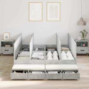 vidaXL Cadru de pat cu depozitare Gri din beton 236.5 x 140 x 31.5 cm imagine
