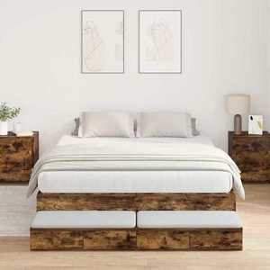 vidaXL Cadru de pat cu depozitare Stejar fumuriu 236.5 x 140 x 31.5 cm imagine