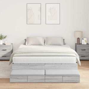 vidaXL Cadru de pat cu depozitare sonoma gri 236.5 x 150 x 31.5 cm imagine