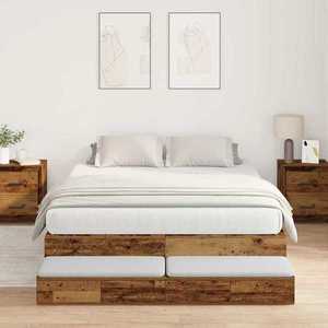 vidaXL Cadru de pat cu depozitare Lemn vechi 236.5 x 150 x 31.5 cm imagine