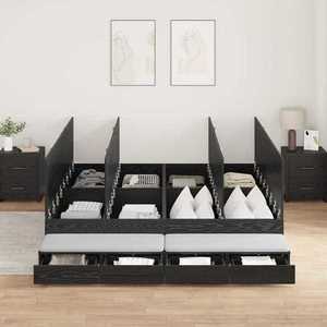 vidaXL Cadru de pat cu depozitare Stejar negru 236.5 x 180 x 31.5 cm imagine