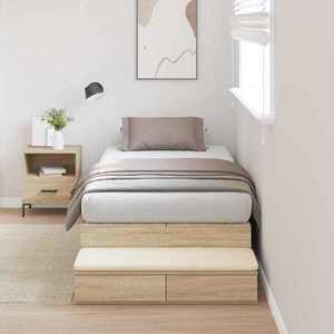 vidaXL Cadru de pat cu depozitare Stejar Sonoma 226.5 x 90 x 31.5 cm imagine