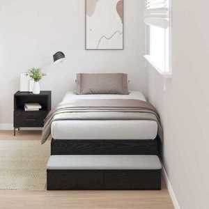 vidaXL Cadru de pat cu depozitare Stejar negru 226.5 x 75 x 31.5 cm imagine