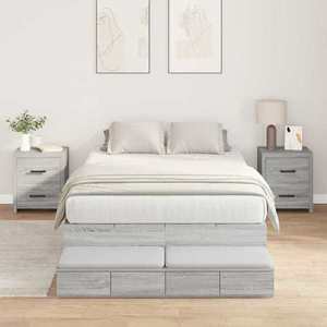 vidaXL Cadru de pat cu depozitare sonoma gri 226.5 x 120 x 31.5 cm imagine