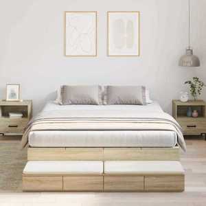 vidaXL Cadru de pat cu depozitare Stejar Sonoma 226.5 x 135 x 31.5 cm imagine