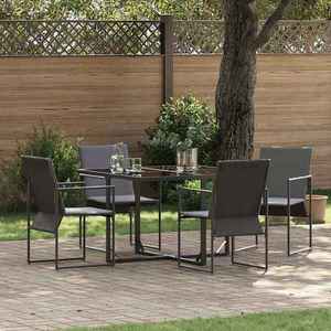 vidaXL Set de masă pentru grădină 5 pcs Negru Oțel imagine