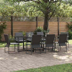 vidaXL Set de masă pentru grădină 9 pcs Negru Oțel imagine