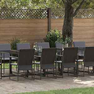 vidaXL Set de masă pentru grădină 13 pcs Negru Oțel imagine