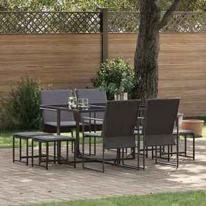 vidaXL Set de masă pentru grădină 9 pcs Negru Oțel imagine