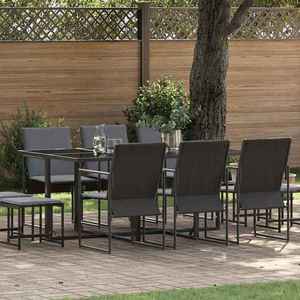 vidaXL Set de masă pentru grădină 11 pcs Negru Oțel imagine
