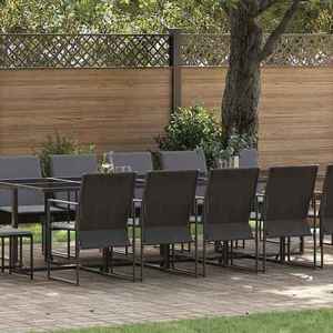 vidaXL Set de masă pentru grădină 15 pcs Negru Oțel imagine