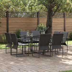vidaXL Set de masă pentru grădină 9 pcs Negru Oțel imagine