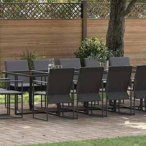 vidaXL Set de masă pentru grădină 15 pcs Negru Oțel imagine