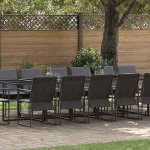 vidaXL Set de masă pentru grădină 17 pcs Negru Oțel imagine