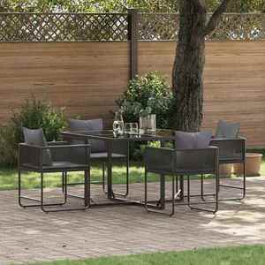 vidaXL Set de masă pentru grădină 5 pcs Negru Oțel imagine
