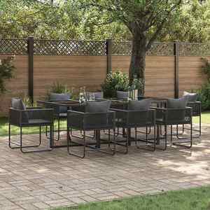 vidaXL Set de masă pentru grădină 9 pcs Negru Oțel imagine