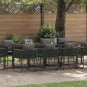 vidaXL Set de masă pentru grădină 11 pcs Negru Oțel imagine