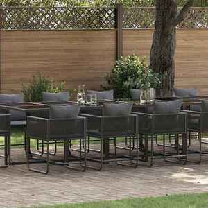 vidaXL Set de masă pentru grădină 13 pcs Negru Oțel imagine