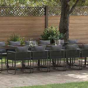 vidaXL Set de masă pentru grădină 17 pcs Negru Oțel imagine