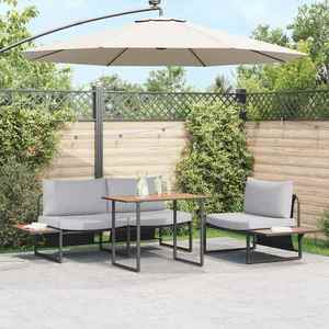 vidaXL Set de masă pentru grădină 3 pcs Gri deschis Oțel imagine