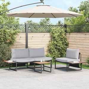 vidaXL Set de masă pentru grădină 3 pcs Gri deschis Oțel imagine