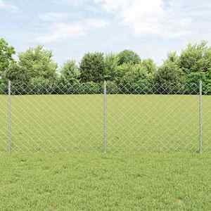 vidaXL Îngrădire cu stâlpi Argintiu 0.8 x 25 m Oțel imagine