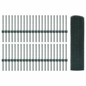 vidaXL Îngrădire cu stâlpi Verde 0.4 x 100 m Oțel imagine