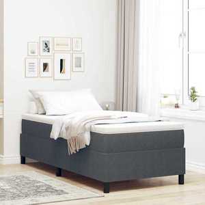 vidaXL Pat cu arcuri Gri închis 90 x 200 cm Țesătură de catifea imagine