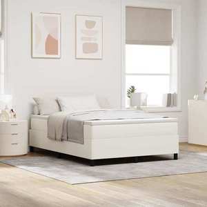 vidaXL Pat cu arcuri Crem 140 x 190 cm Țesătură de catifea imagine