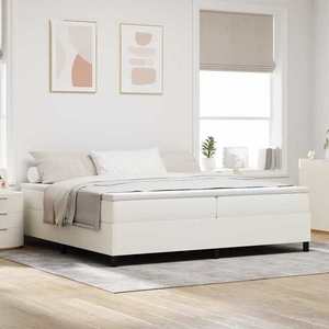 vidaXL Pat cu arcuri Crem 200 x 200 cm Țesătură de catifea imagine