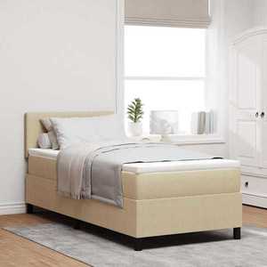 vidaXL Pat cu arcuri Manual Gri deschis și alb. 203 x 100 x 88 cm imagine