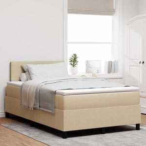 vidaXL Pat cu arcuri Manual Gri deschis și alb. 203 x 120 x 88 cm imagine
