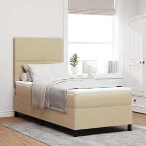 vidaXL Pat cu arcuri Manual Gri deschis și alb. 203 x 100 x 128 cm imagine