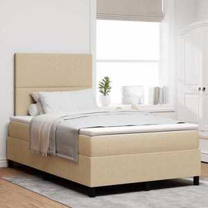 vidaXL Pat cu arcuri Manual Gri deschis și alb. 203 x 120 x 128 cm imagine