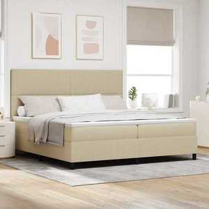 vidaXL Pat cu arcuri Manual Gri deschis și alb. 203 x 200 x 128 cm imagine