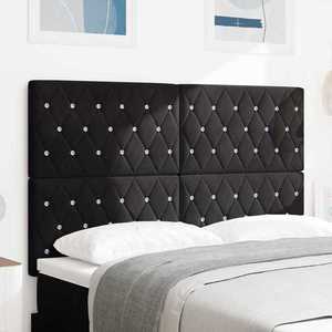 vidaXL Tăblie din Catifea Argyle cu headboard Negru 160 cm Catifea imagine