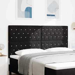 vidaXL Tăblie din Catifea Argyle cu headboard Negru 180 cm Catifea imagine