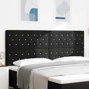 vidaXL Tăblie din Catifea Argyle cu headboard Negru 200 cm Catifea imagine